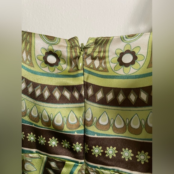 Empire Waisted Chartreuse Satin Mod Dress Sash Belt Adjustable Straps Sz 3/4 - Picture 7 of 9